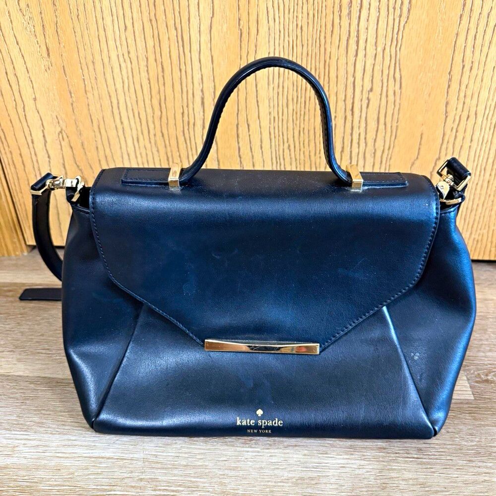 Kate Spade New York Black Medium Satchel Top Handle Detachable Crossbody Strap